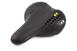 картинка Седло унисекс серии "Comfort Density" 272x201мм., с эластомерами, уникальный чёрный с лаймом дизайн, магазин Eltreco являющийся официальным дистрибьютором в России 
